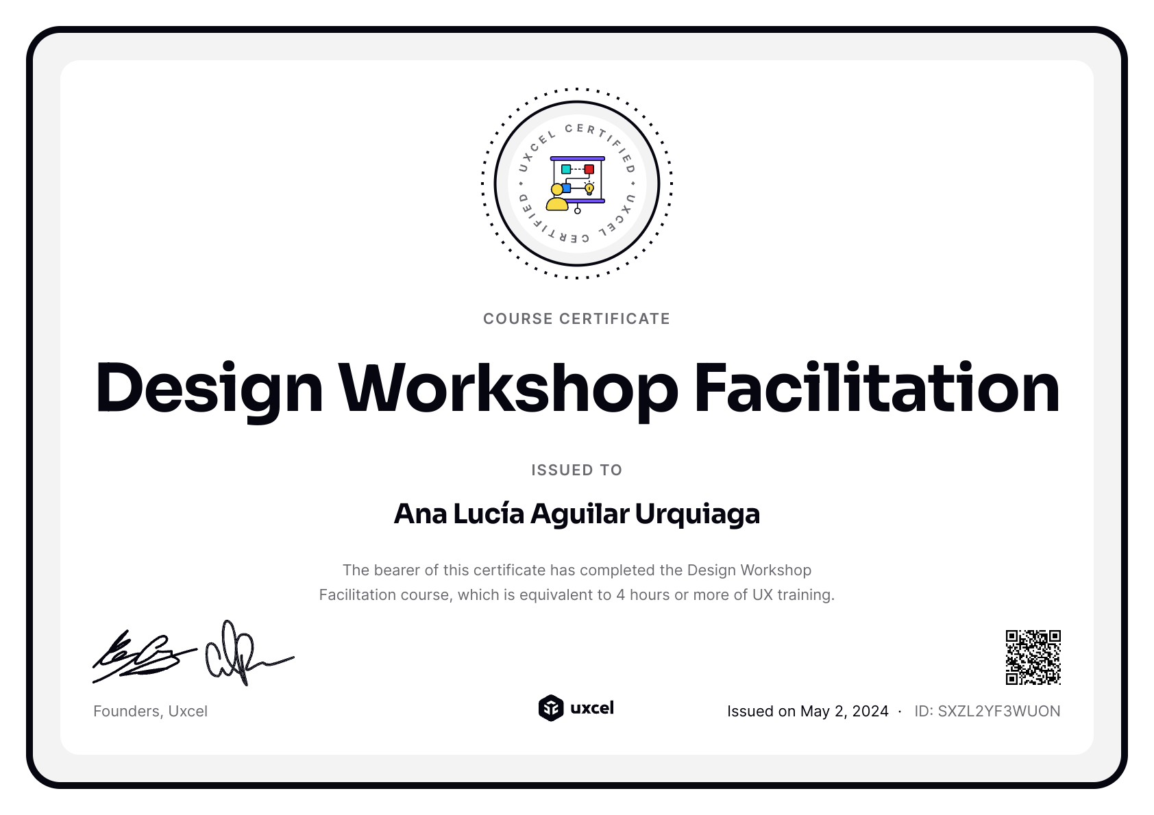 Ana Lucía Aguilar Urquiaga's certificate